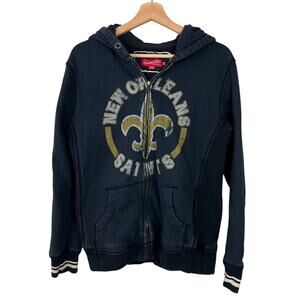 Mitchell & Ness‎ New Orleans Saints Women's XL Distressed Full Zip Navy Hoodie